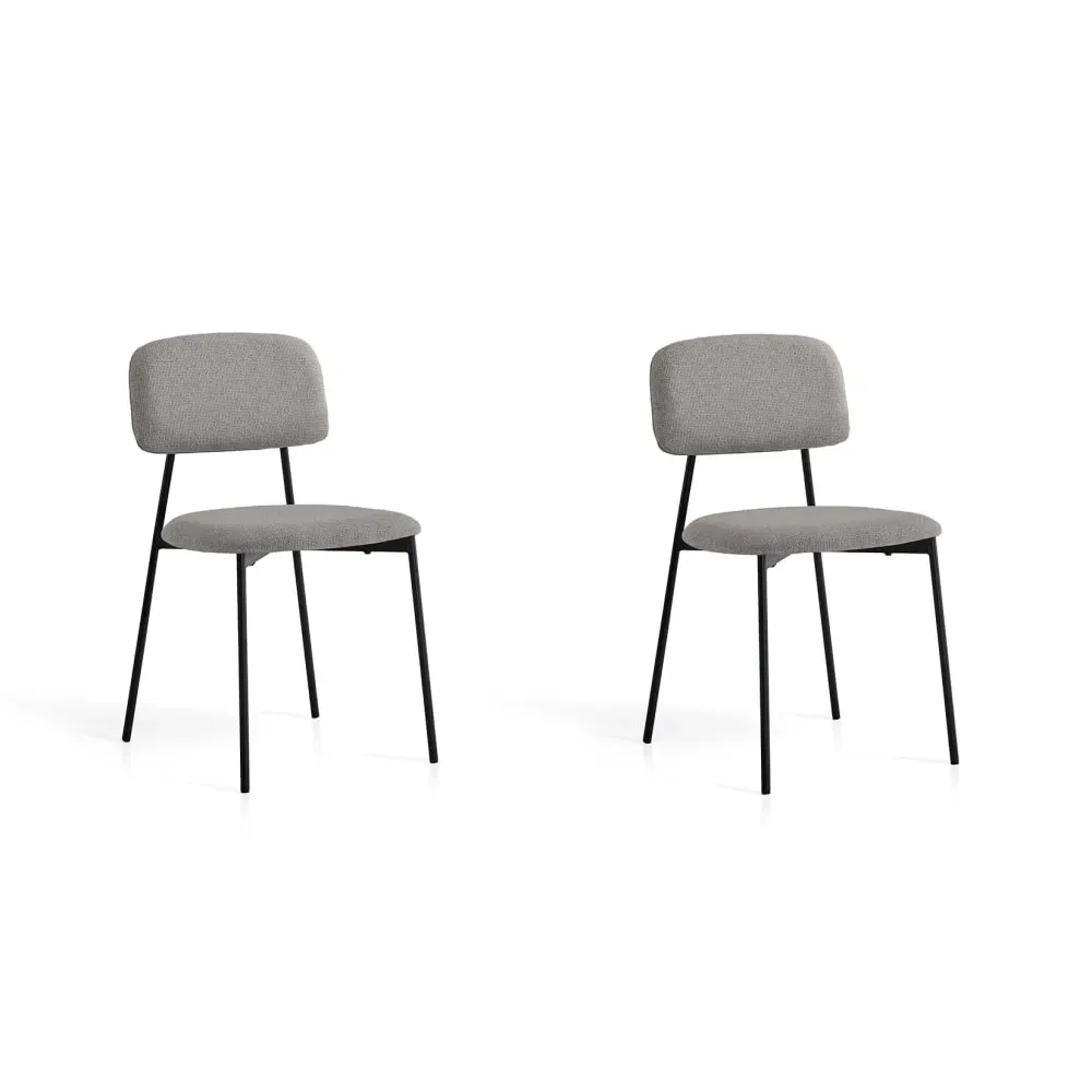 Lot de 2 chaises en tissu et métal gris 80×46×50 cm
