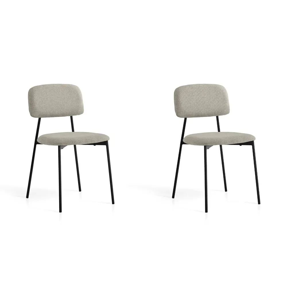 Lot de 2 chaises en tissu et métal beige 80×46×50 cm