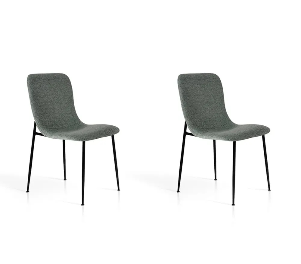 Lot de 2 chaises en tissu et métal gris verdâtre 82×43×57 cm