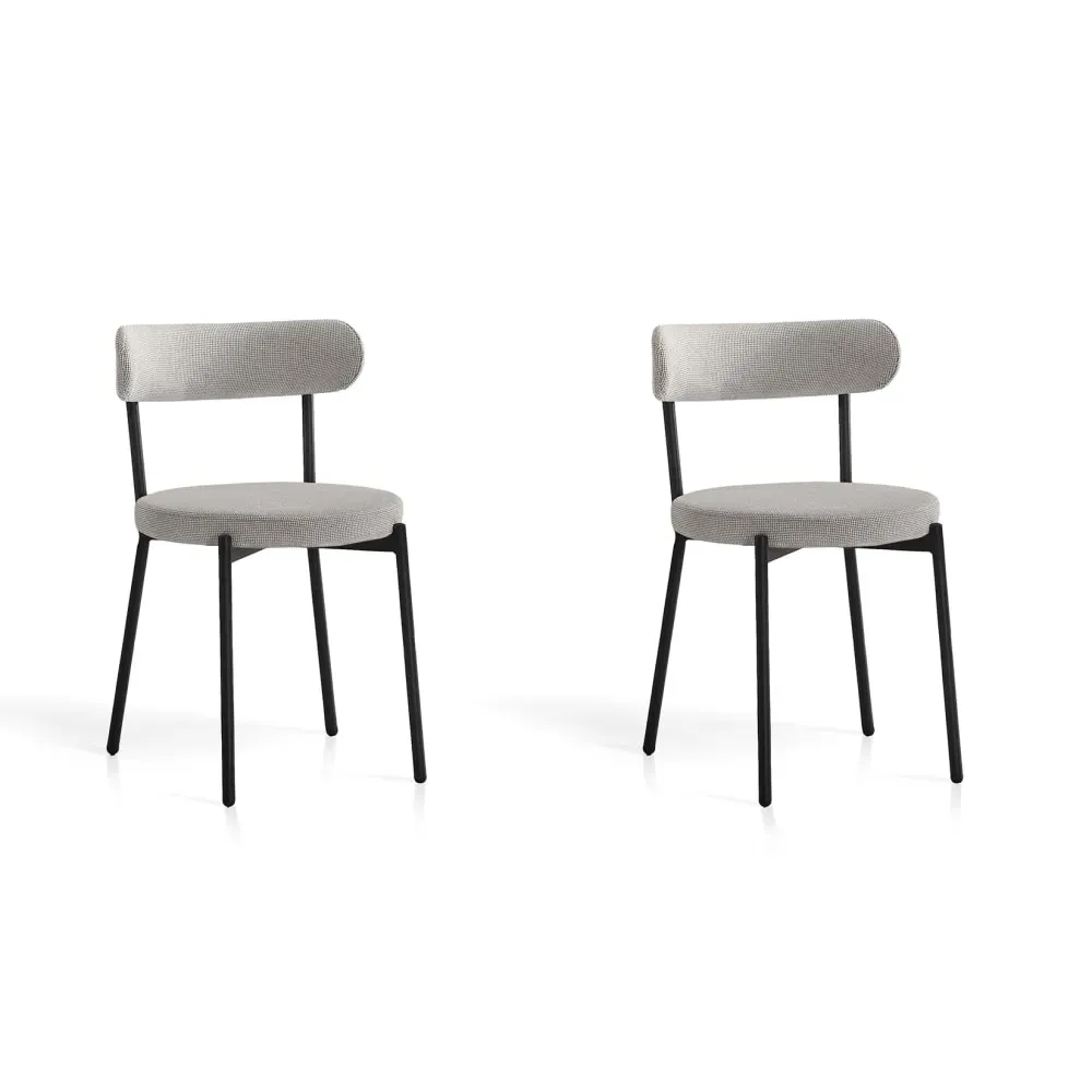 Lot de 2 chaises en tissu et métal gris 75×46×49 cm