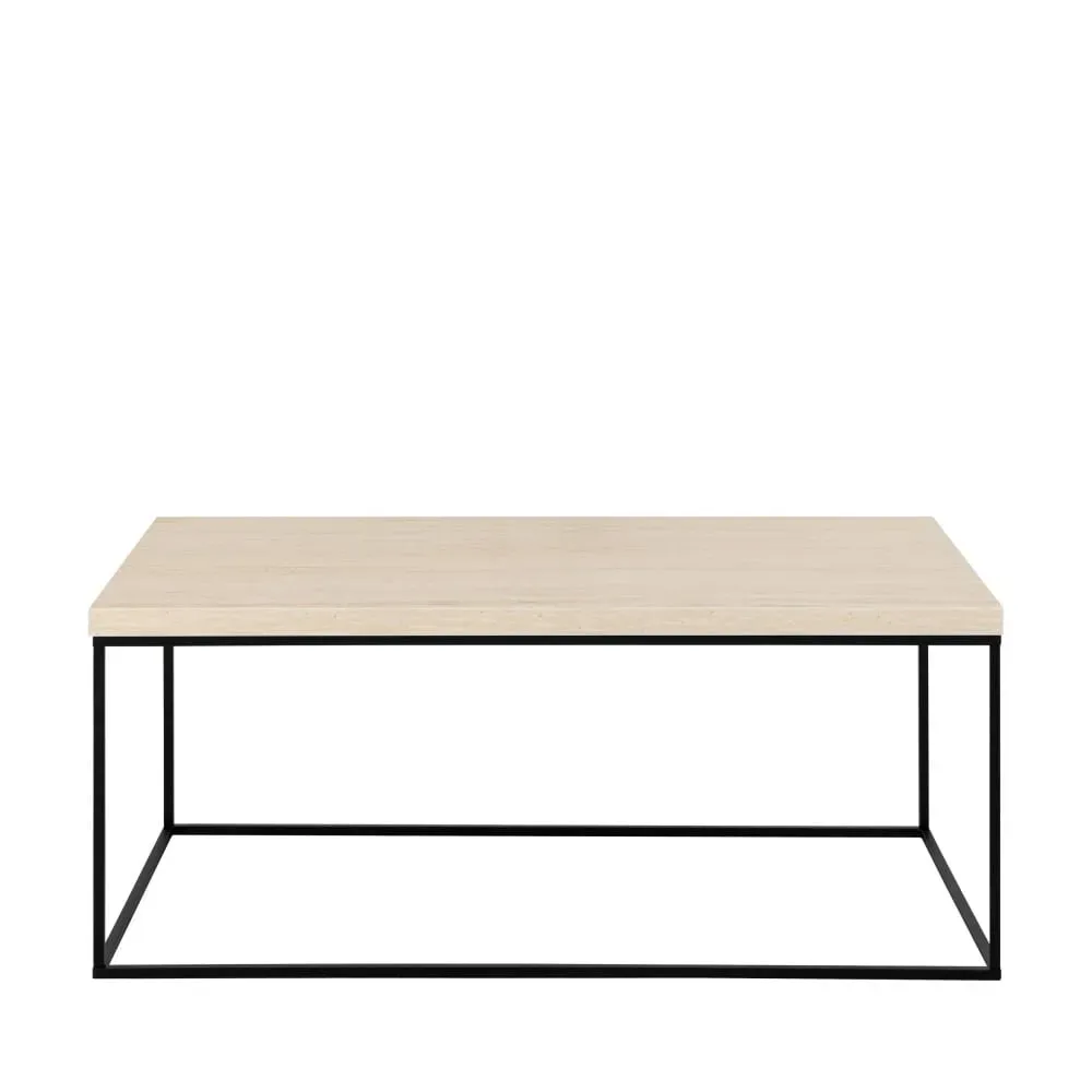 Table basse en effet travertin et métal 110x50cm - Beige