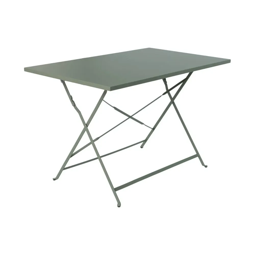 Table de jardin pliable métal, kaki