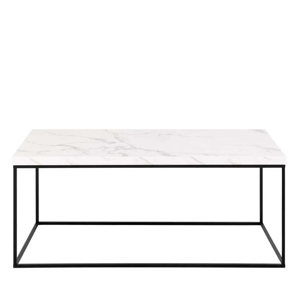 Table basse en effet marbre et métal 110x55cm - Blanc