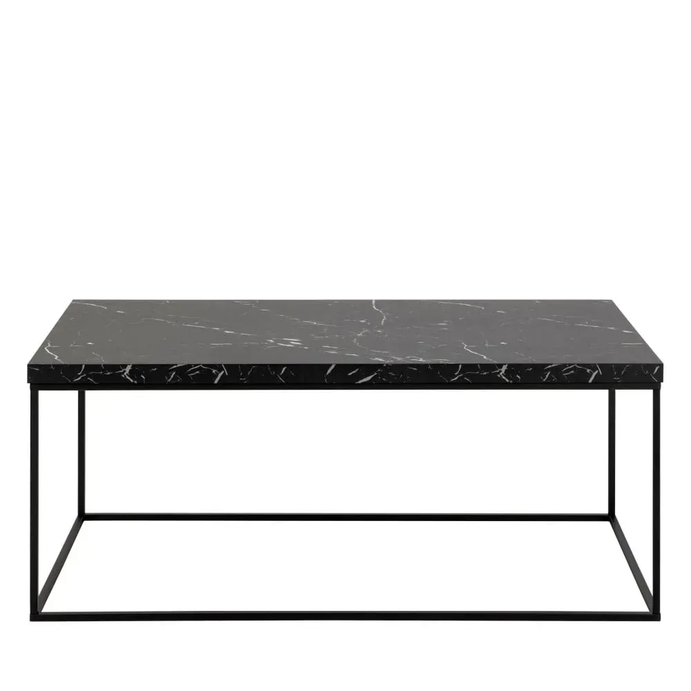 Table basse en effet marbre et métal 110x55cm - Noir