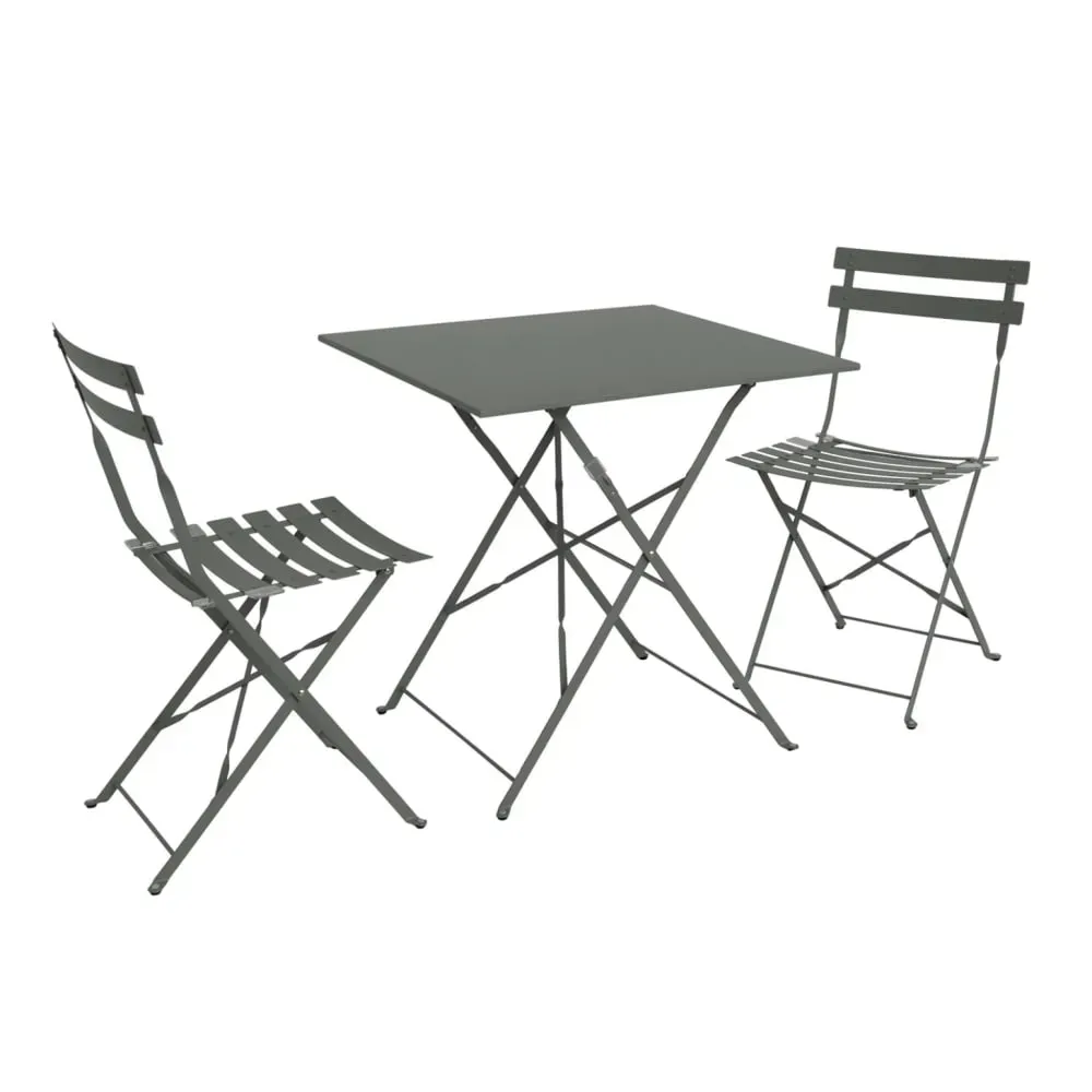Table et chaises de jardin pliables 70 x 70cm, kaki