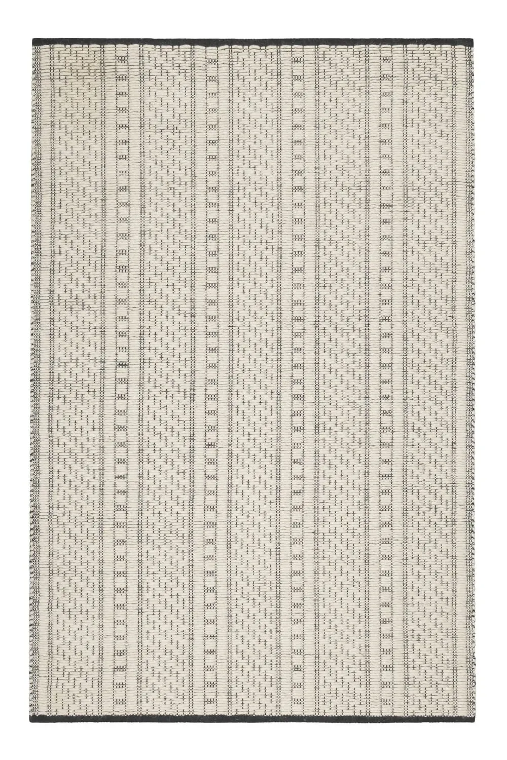 Tapis tissé main pure laine vierge blanc invoire à motifs  80x150