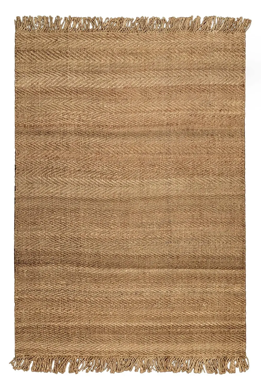 Tapis en jute naturelle fait main motif chevron à franges 80x150