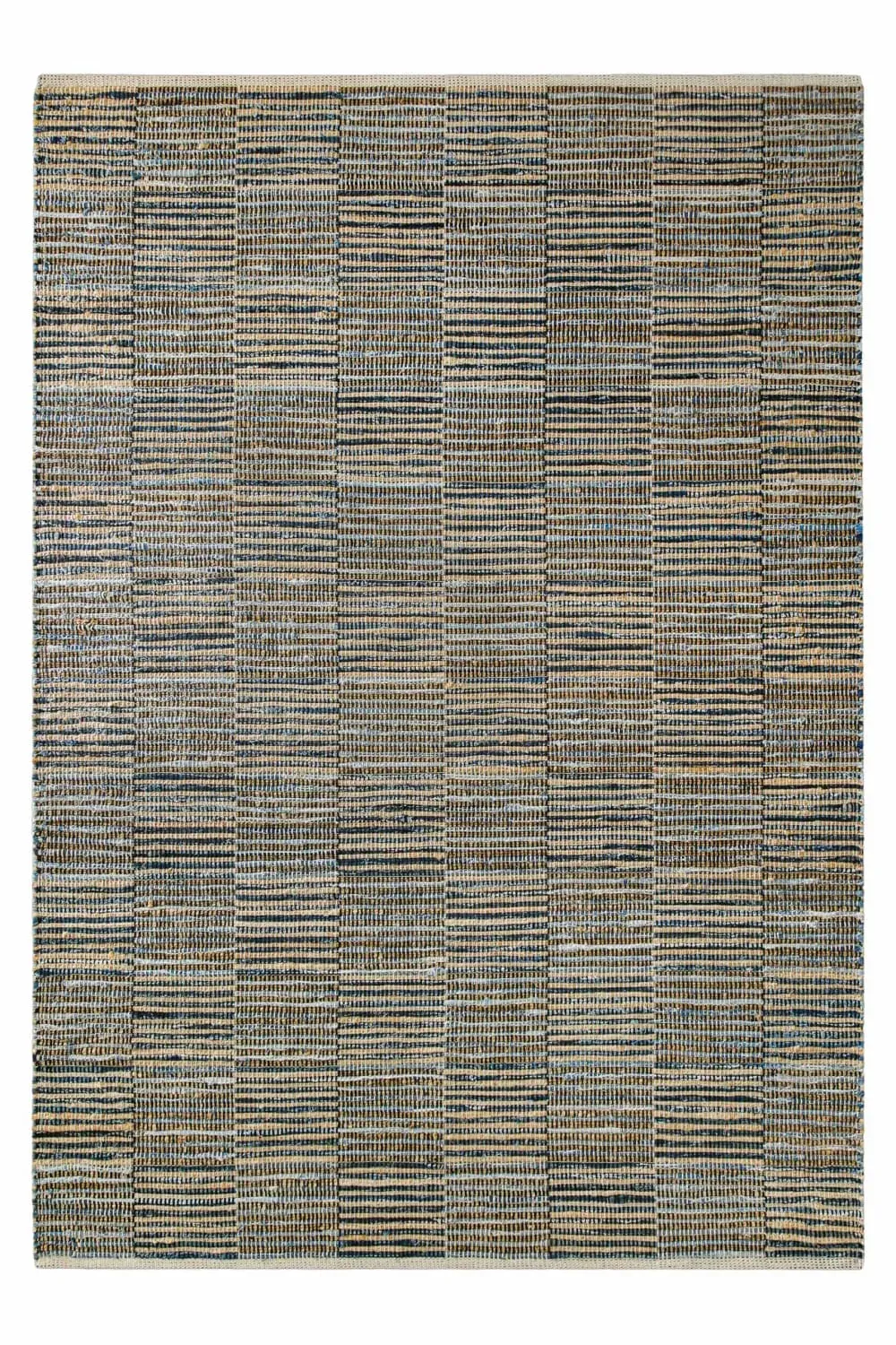 Tapis fait main denim et jute naturel et bleu 140x200