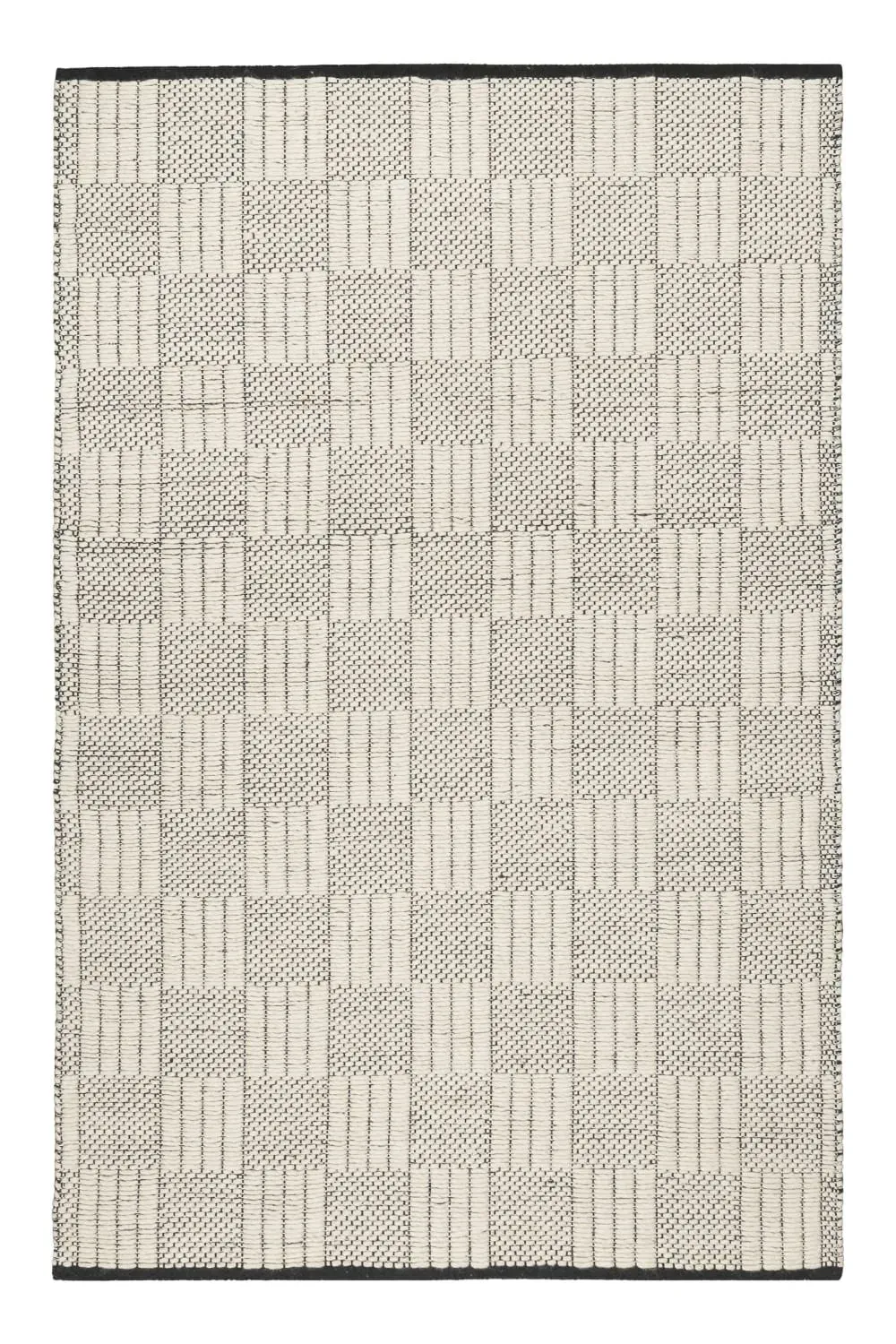 Tapis tissé main pure laine vierge blanc invoire à motifs  80x150
