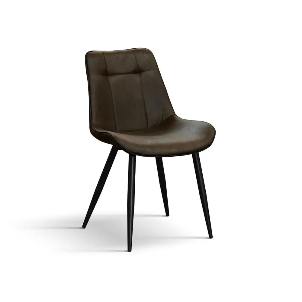 Ensemble de 4 chaises en simili cuir marron et pieds en métal noir