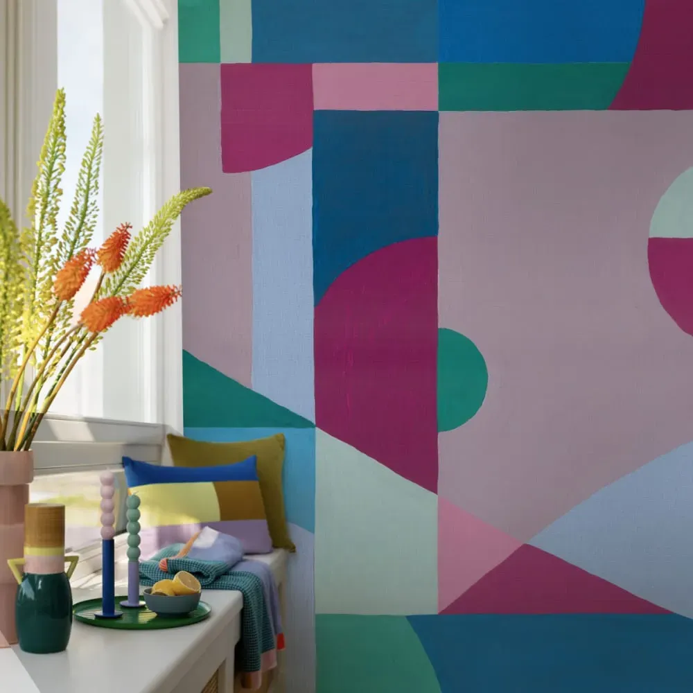 Papier peint panoramique paysage décomposé bleu 150x250cm