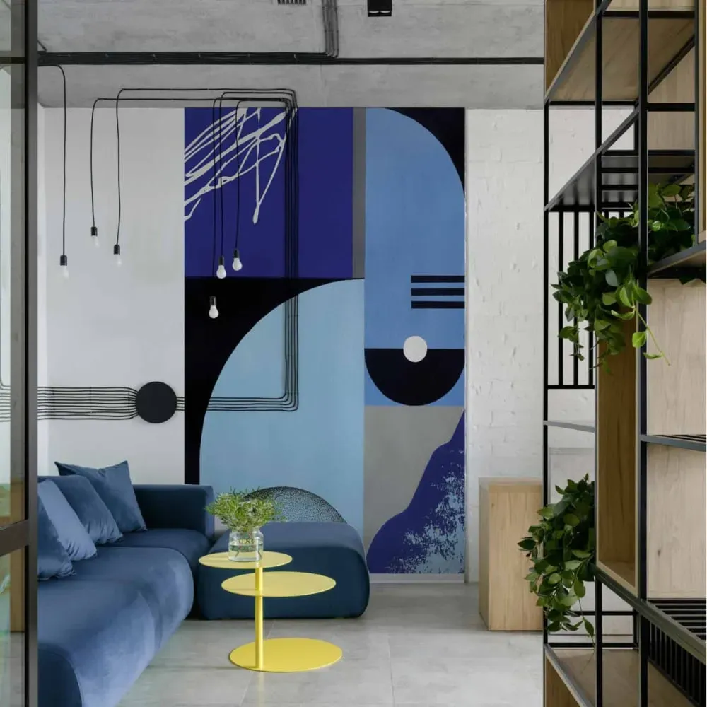 Papier peint panoramique abstraction bleu 150x250cm