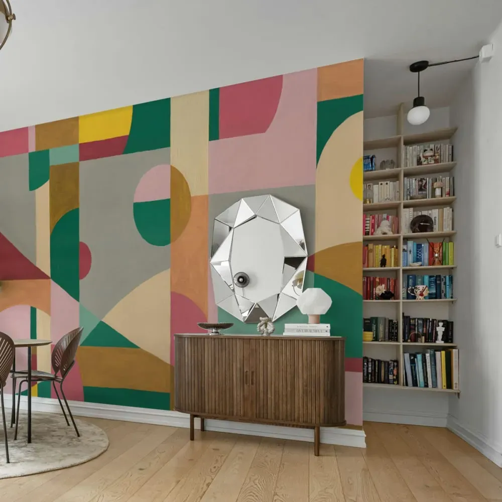 Papier peint panoramique paysage décomposé vert clair 225x250cm