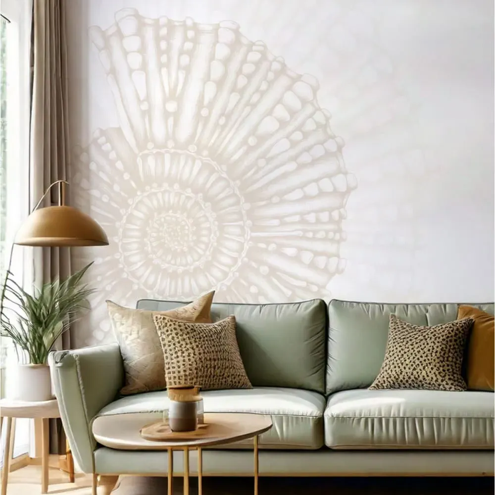 Papier peint panoramique coquillage beige 300x250cm