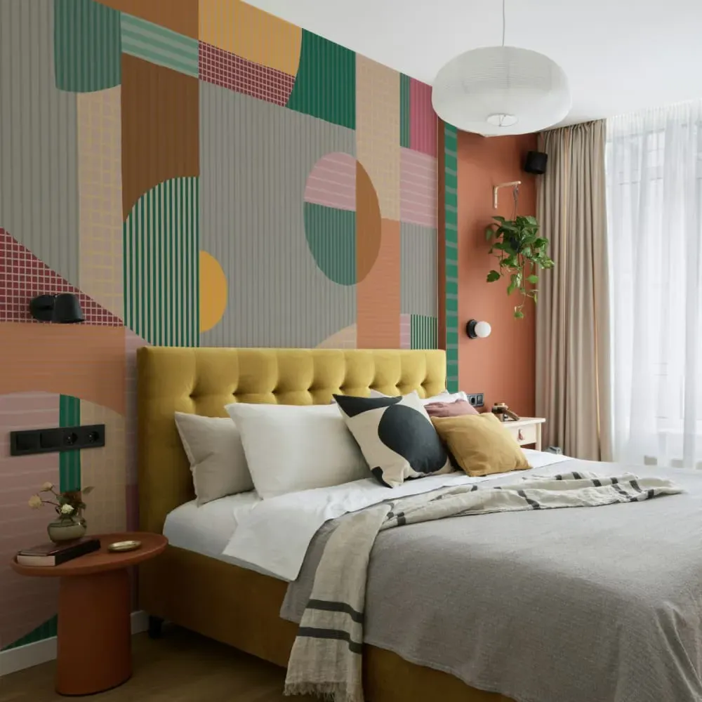 Papier peint panoramique harmonies linéaires vert clair 450x250cm