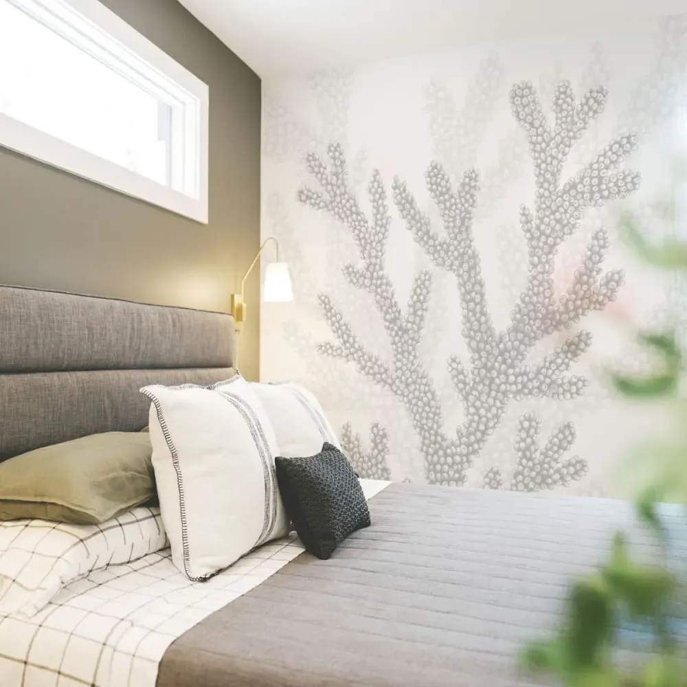 Papier peint panoramique corail gris 225x250cm