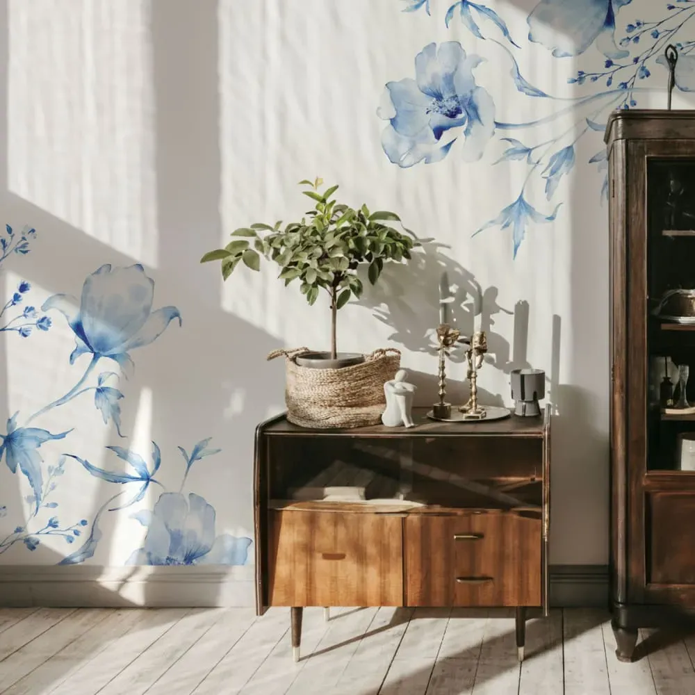 Papier peint panoramique azulejos bleu 375x250cm