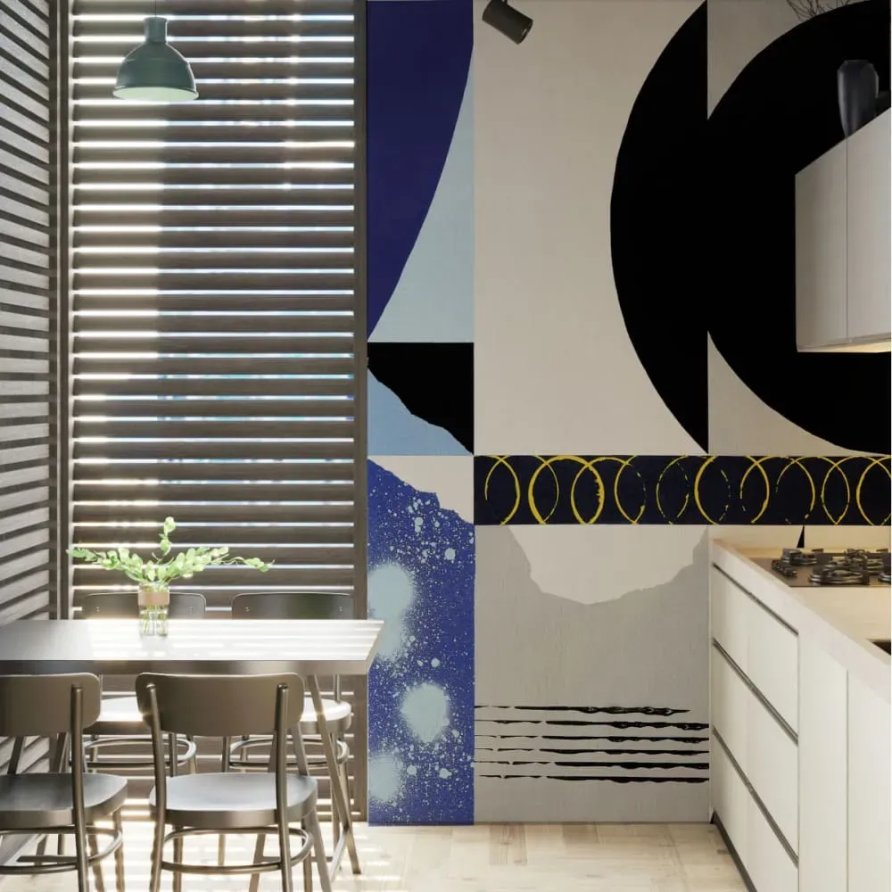 Papier peint panoramique abstraction bleu 150x250cm