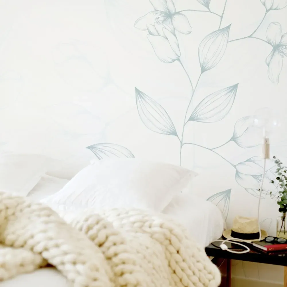 Papier peint panoramique illustres pétales gris 300x250cm