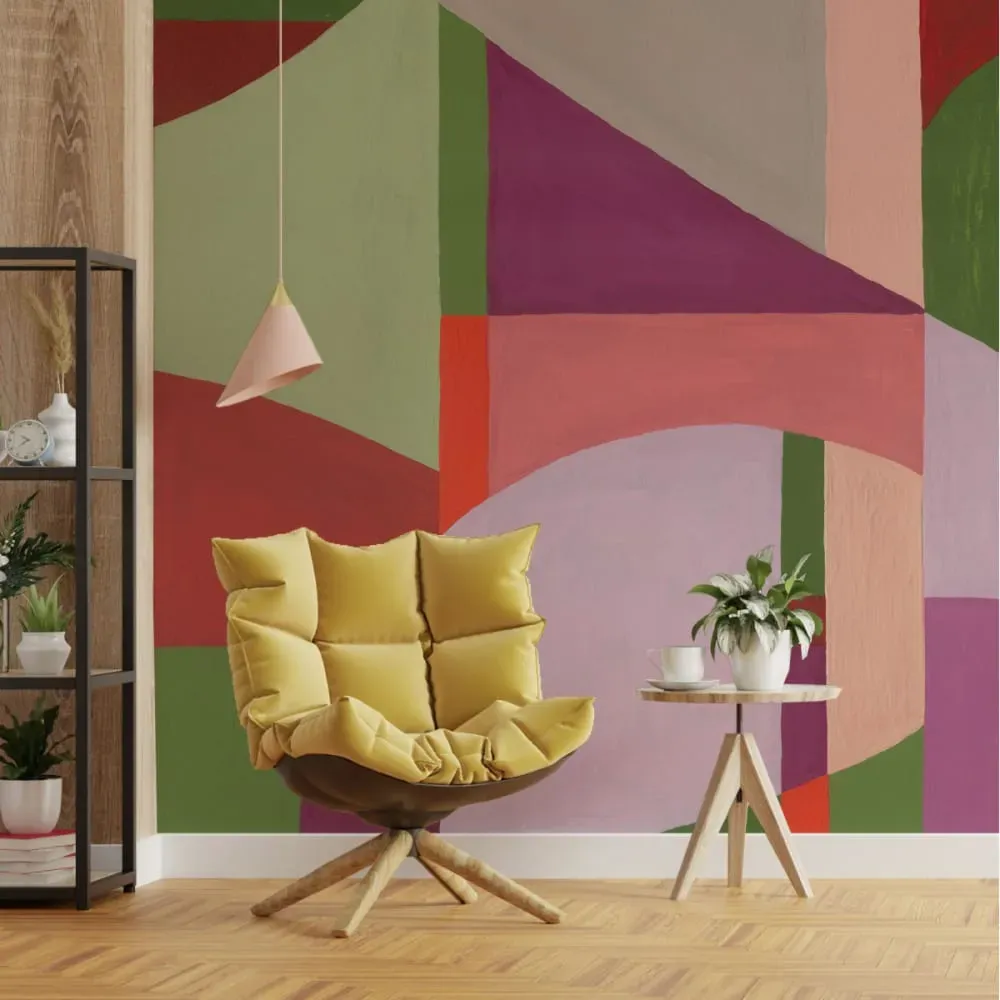 Papier peint panoramique paysage décomposé mauve 450x250cm