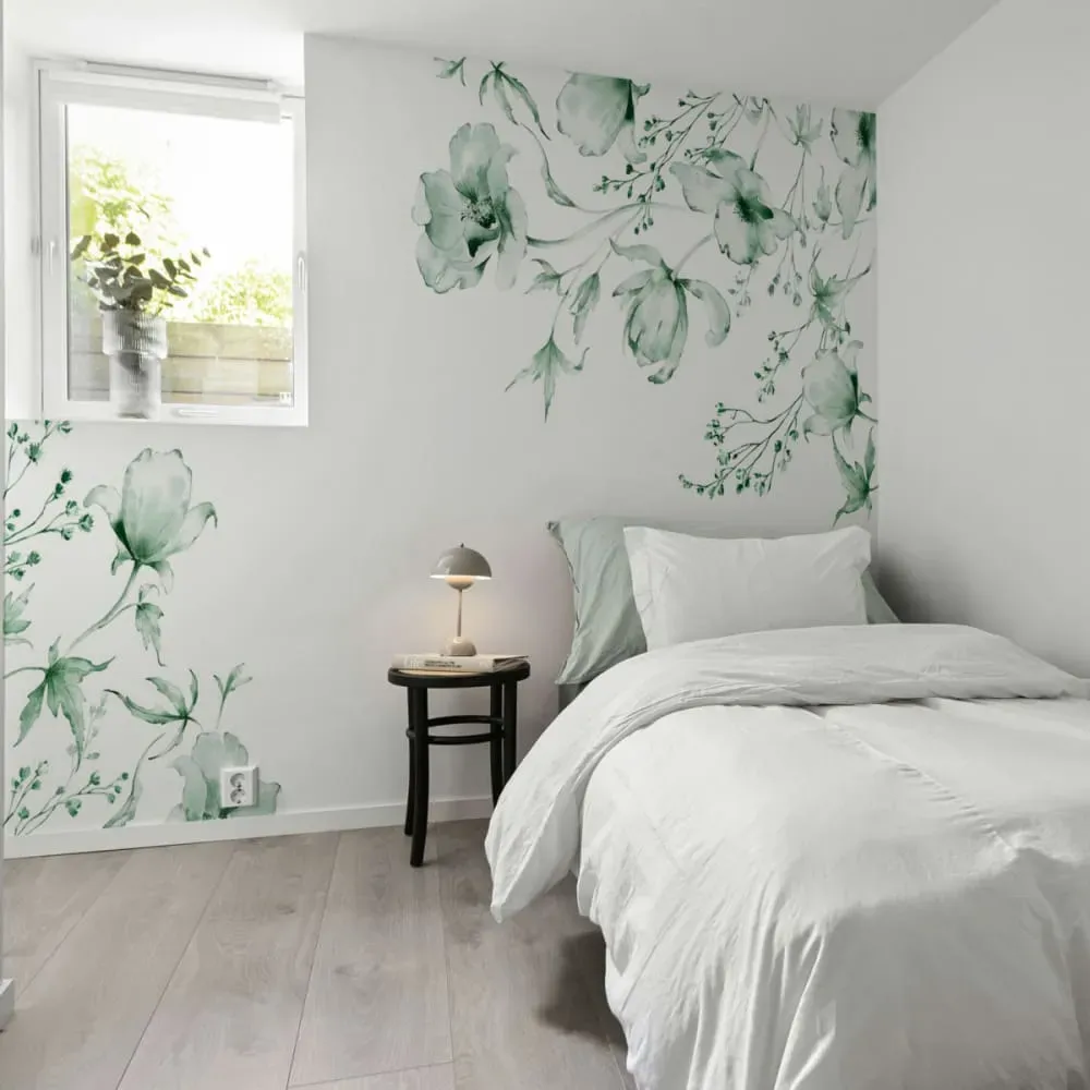 Papier peint panoramique azulejos vert 225x250cm