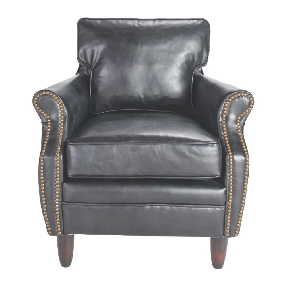 Fauteuil en fauteuil cuir chocolat L73 cm - Noir