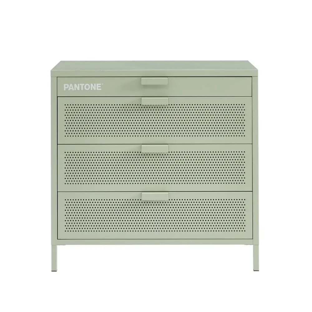 Commode métal vert amande 4 tiroirs 80 cm