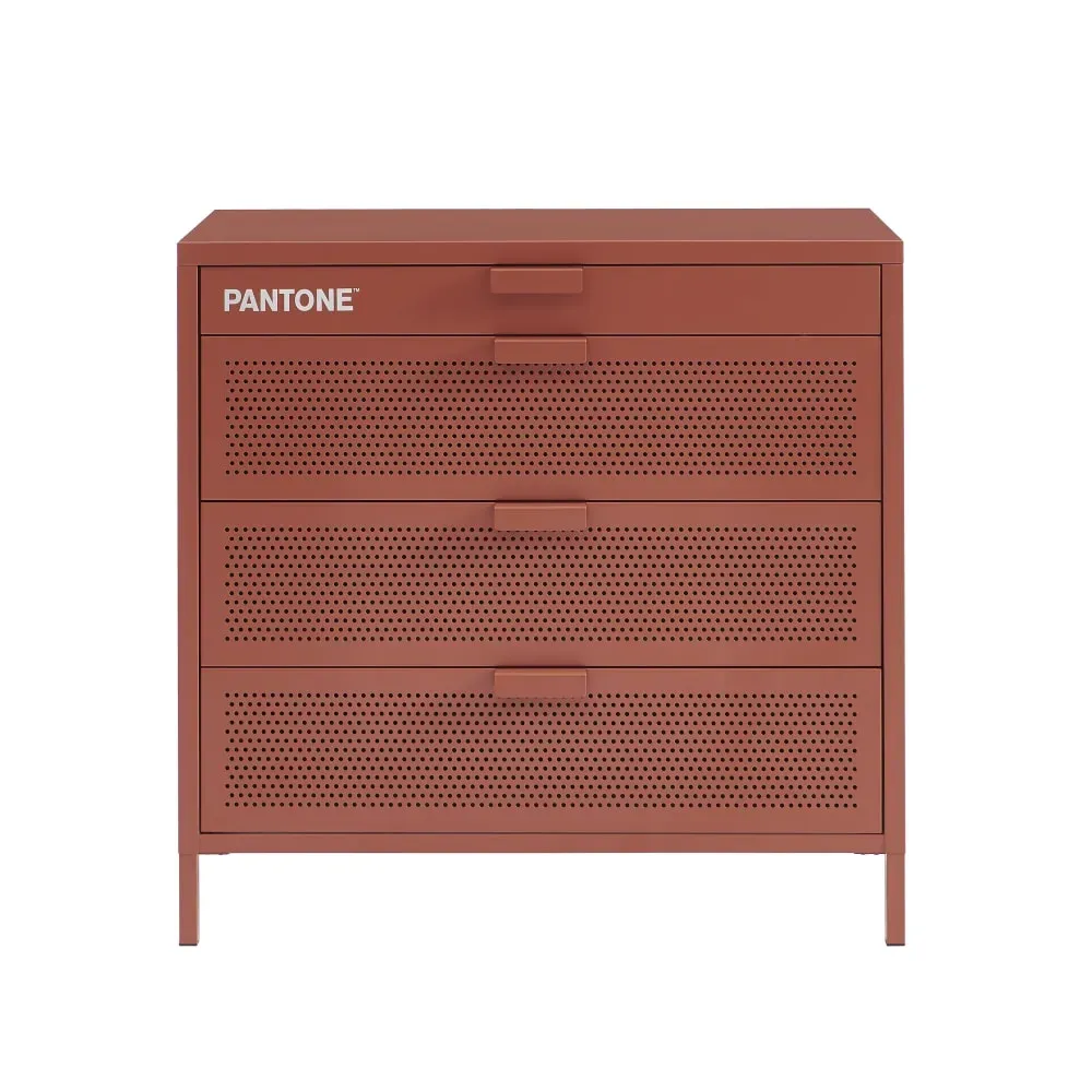 Commode métal terracotta 4 tiroirs 80 cm