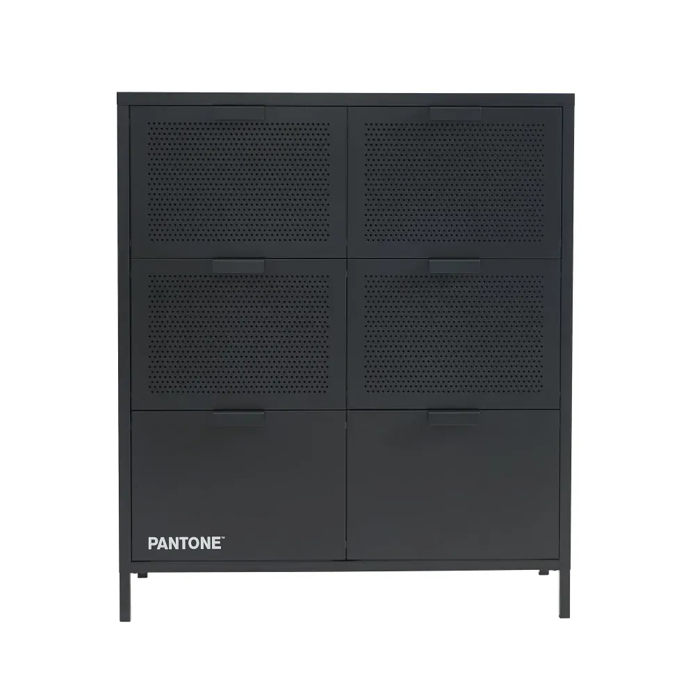 Commode métal gris anthracite 6 tiroirs 90cm