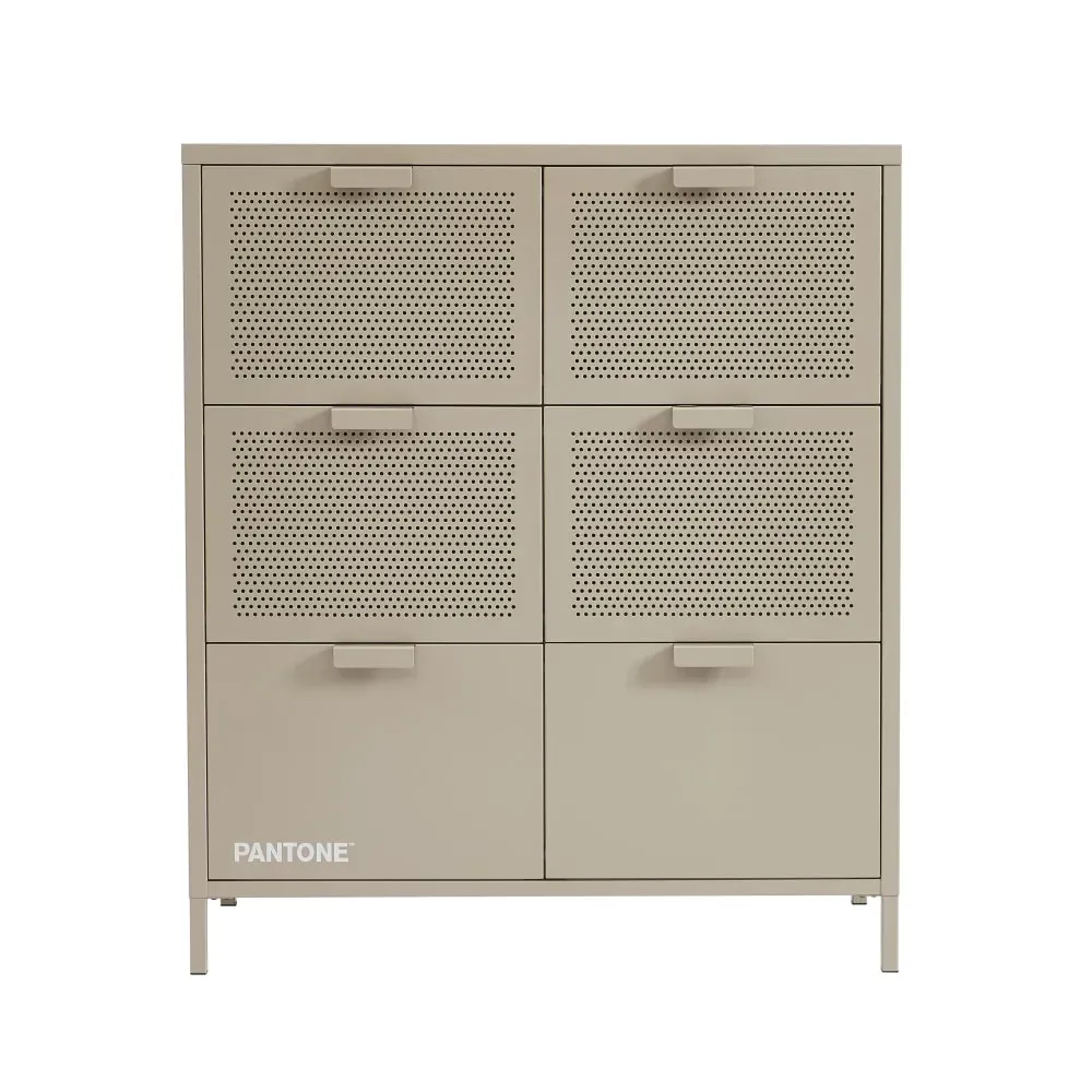 Commode métal taupe 6 tiroirs 90cm