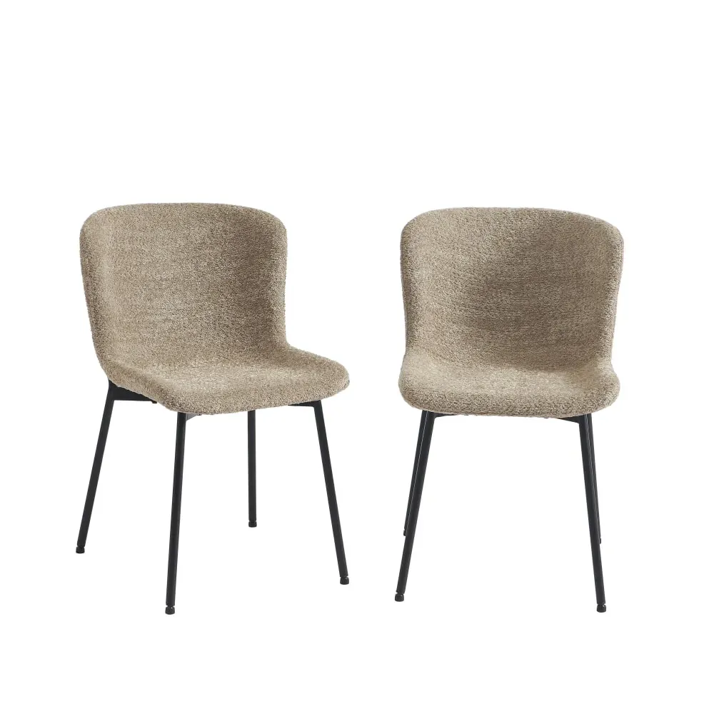 Lot de 2 chaises  tissu marron glacé