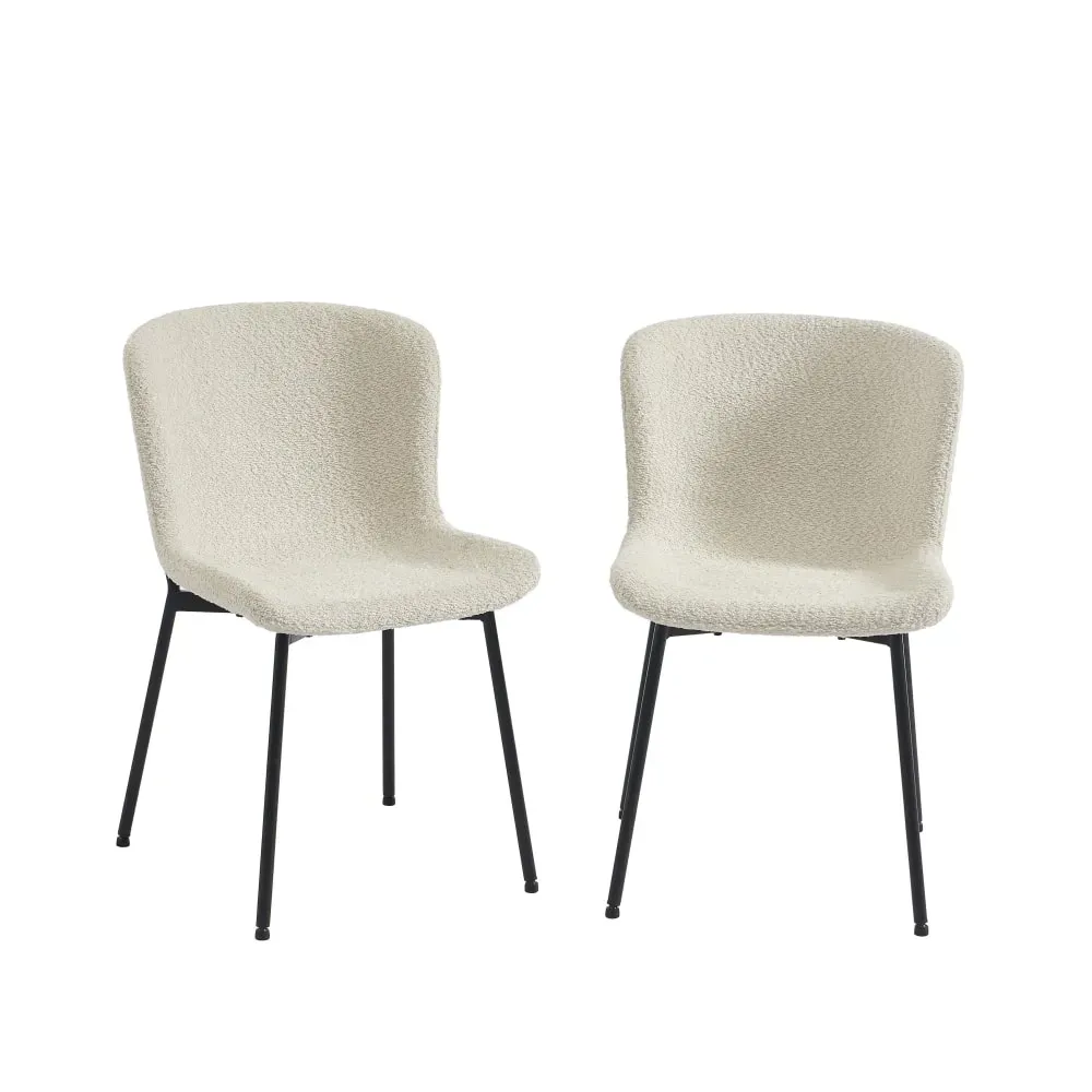 Lot de 2 chaises  tissu beige pieds métal noir