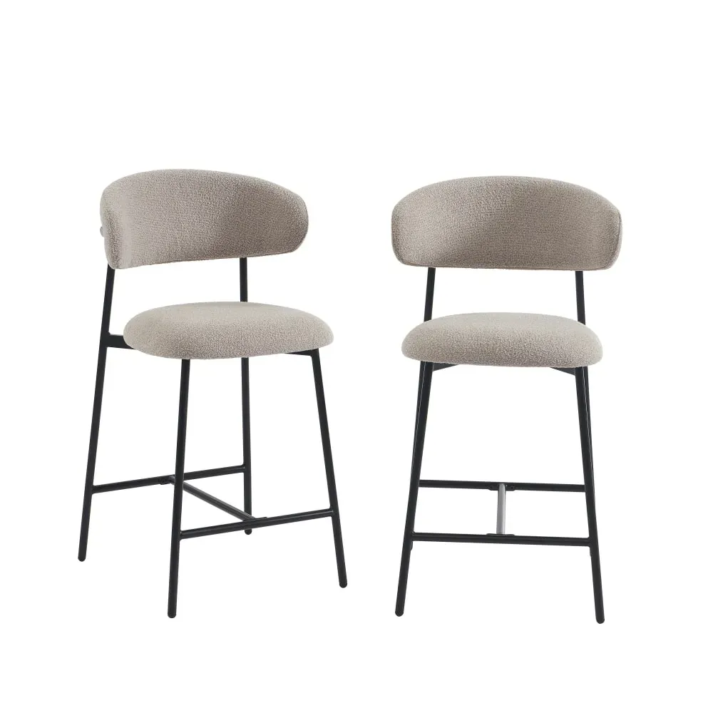 Lot de 2 tabourets  tissu grège
