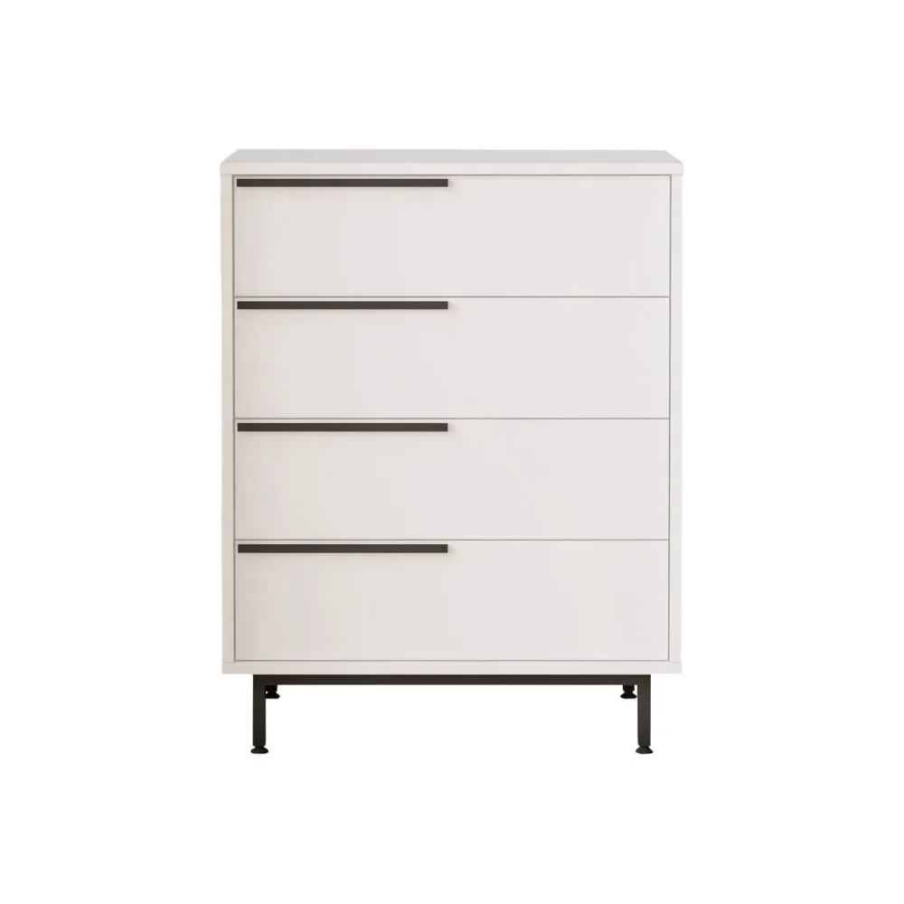 Commode avec 4 tiroirs, blanc et gris foncé