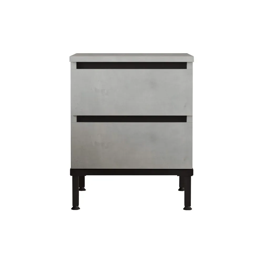 Table de chevet avec 2 tiroirs, gris clair et noir