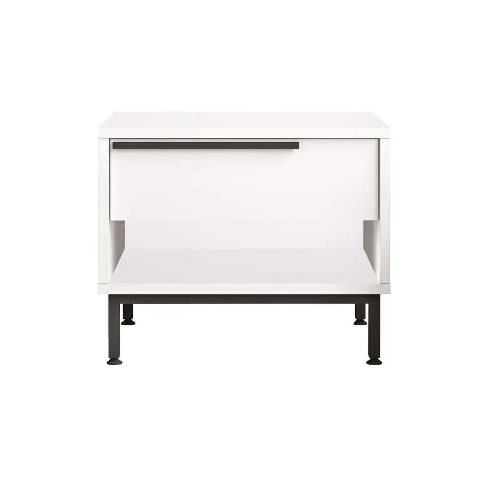 Table de chevet avec 1 tiroir et un compartiment blanc et gris foncé