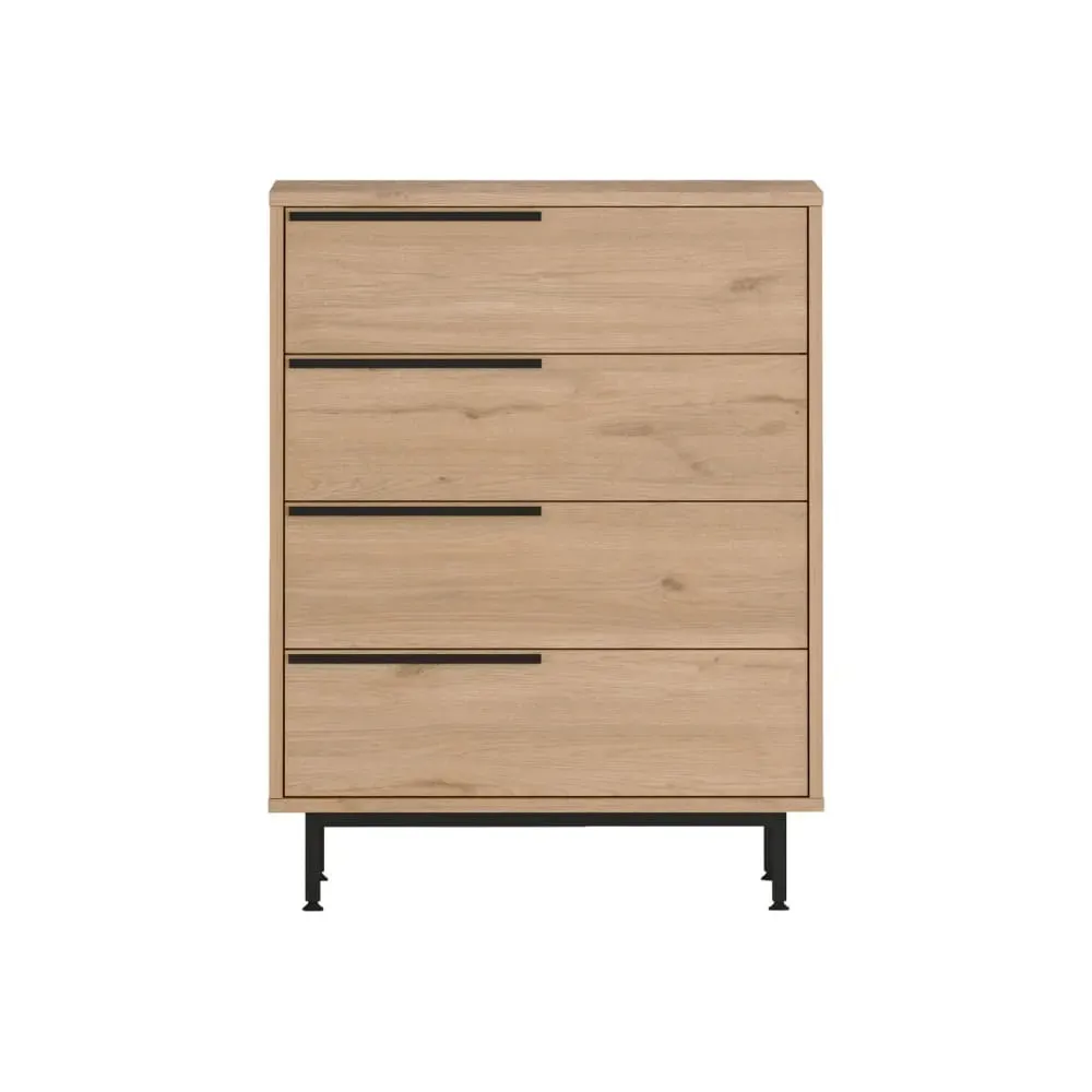 Commode avec 4 tiroirs, marron et gris foncé