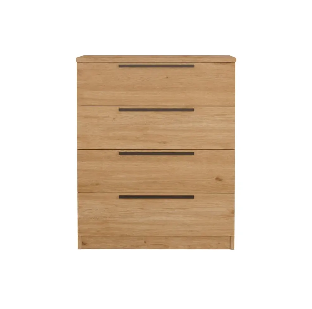 Commode avec 4 tiroirs, marron et gris foncé