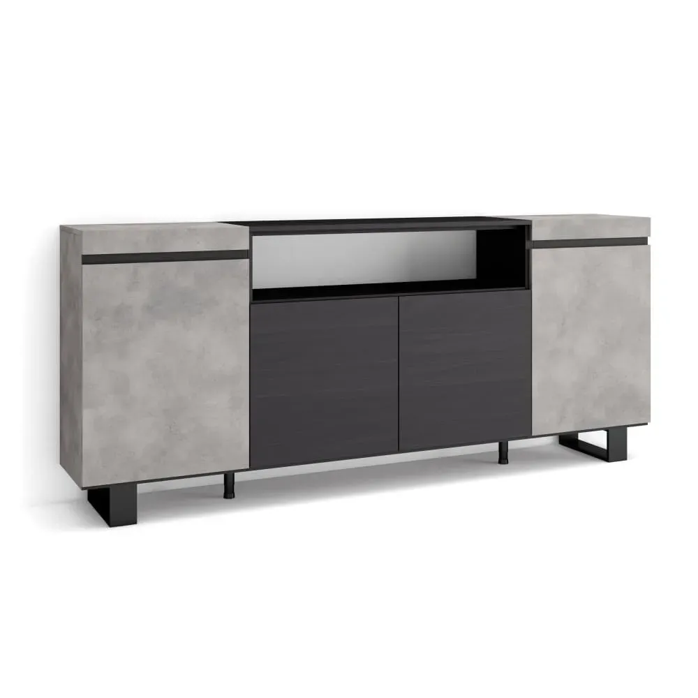 Buffet effet bois ciment 200x35x87cm avec pieds