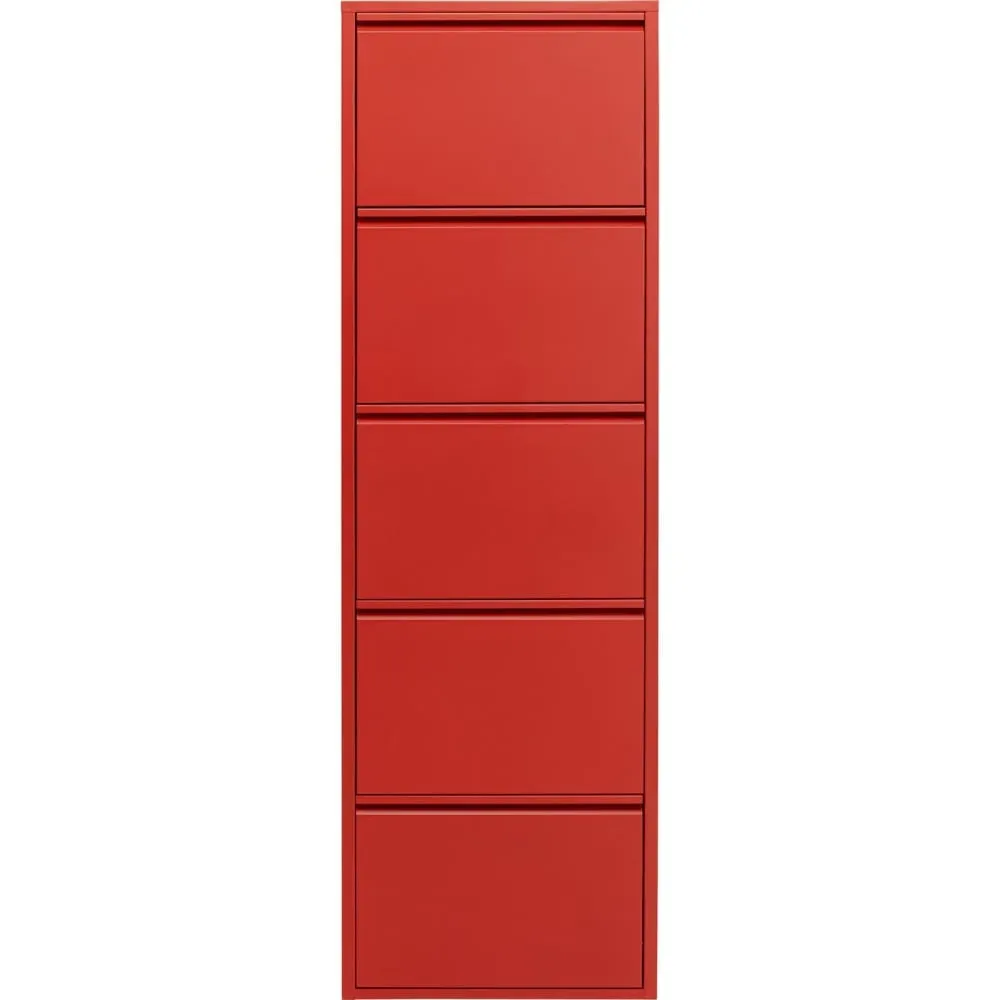 Casier à chaussures 5 tiroirs en acier rouge