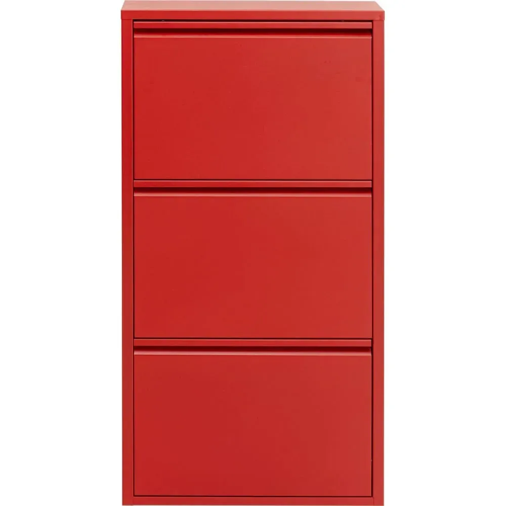 Casier à chaussures 3 tiroirs en acier rouge