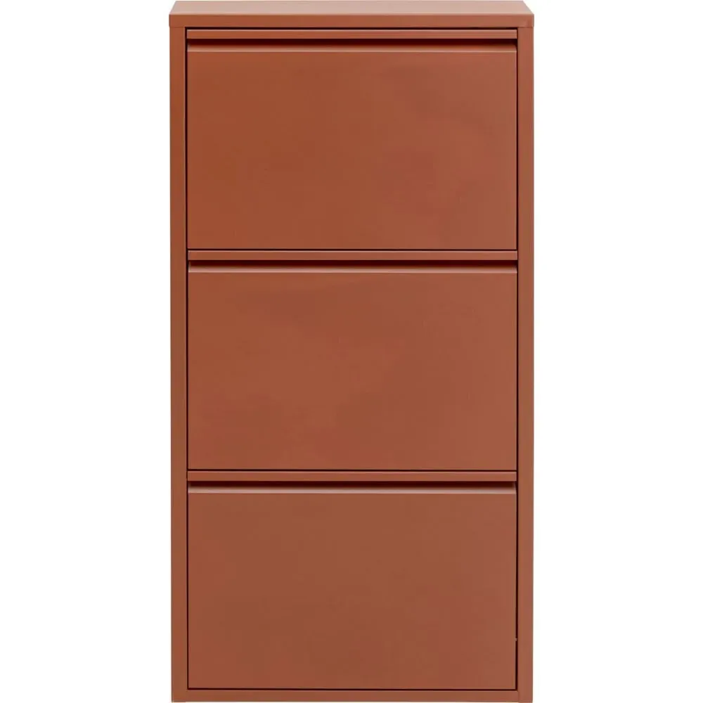 Casier à chaussures 3 tiroirs en acier marron