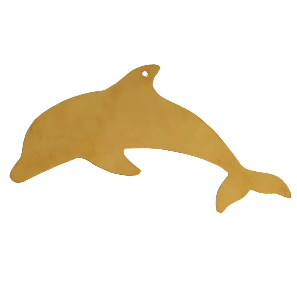 Déco murale dauphin en laiton métal doré 14x7 cm