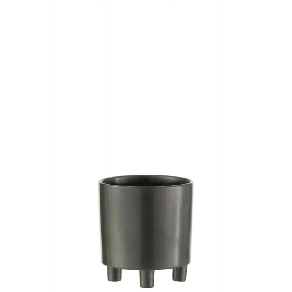 Cache-pot sur pied en céramique noir 15x15x16cm