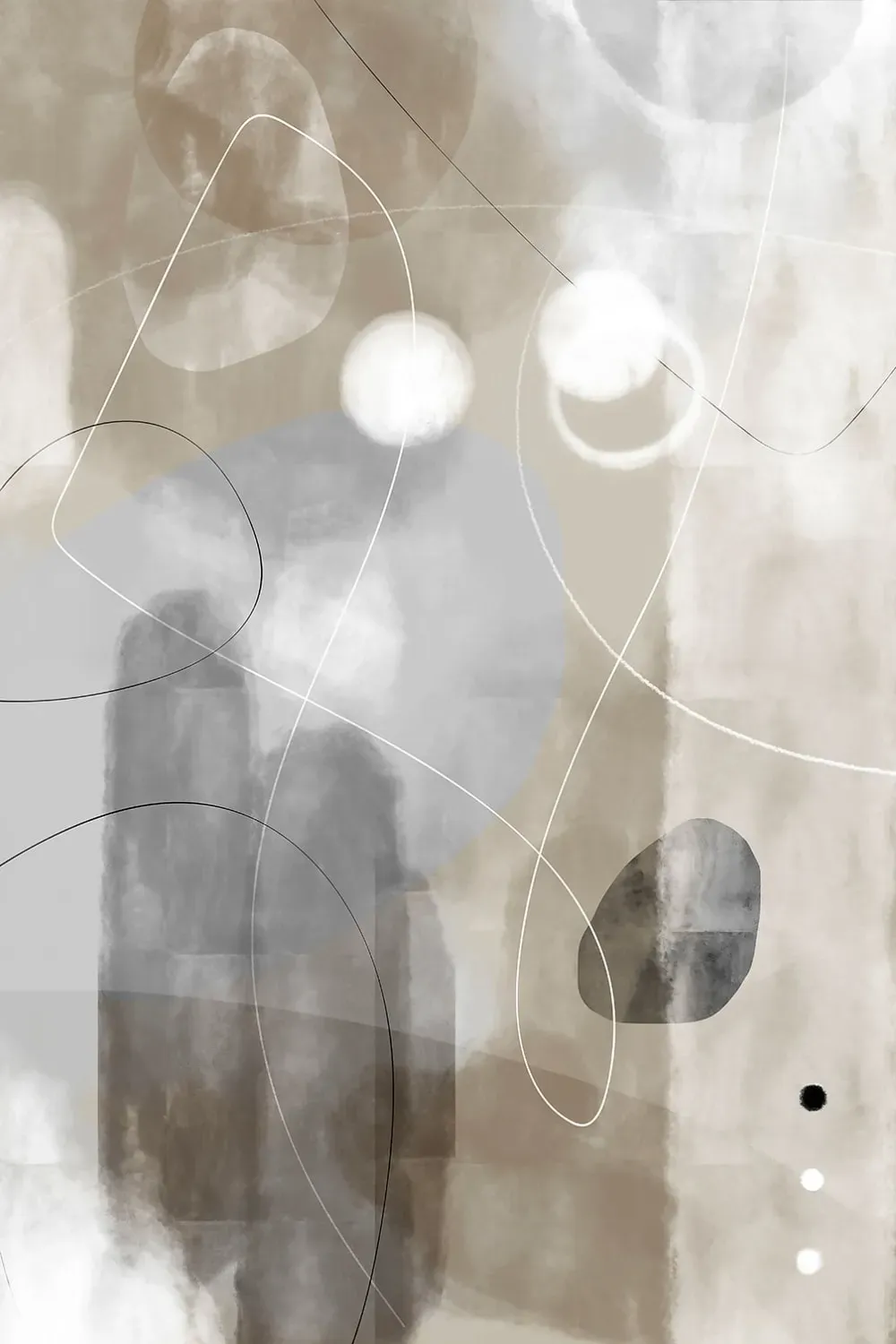 Tableau abstrait et soft line imprimé sur toile 60x90 cm