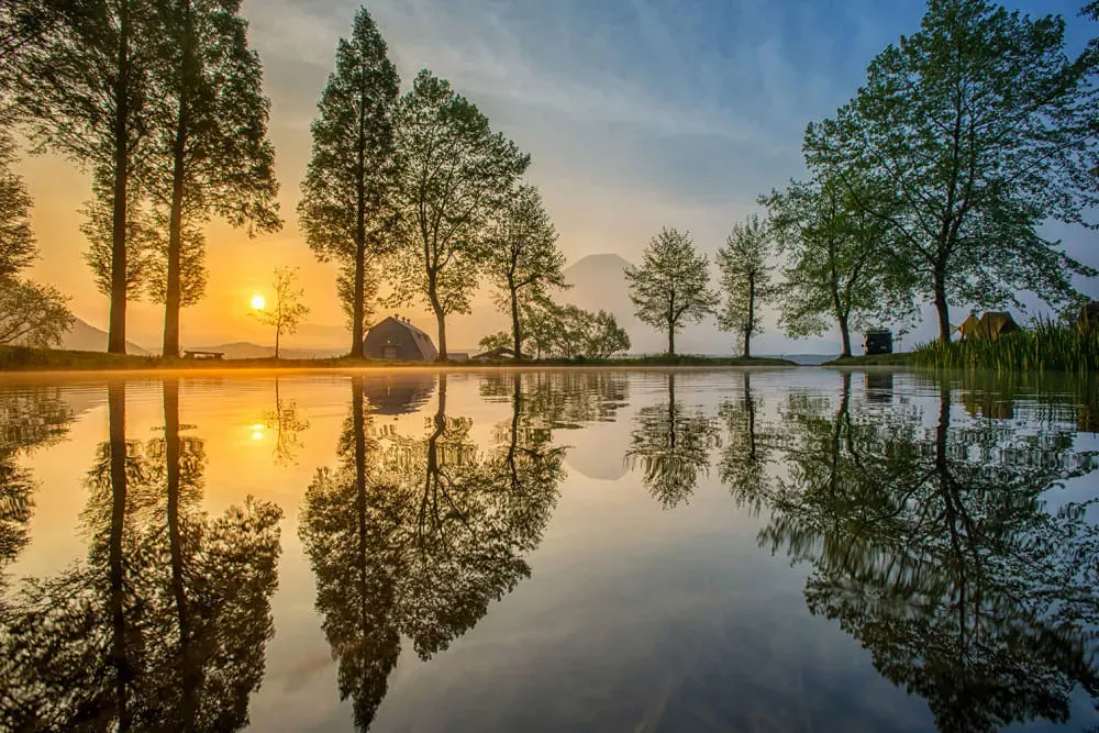 Tableau reflet du Mont Fuji imprimé sur toile 90x60 cm