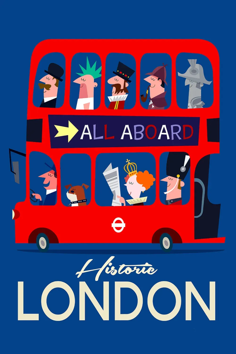 Tableau rétro bus London imprimé sur toile 40x60 cm