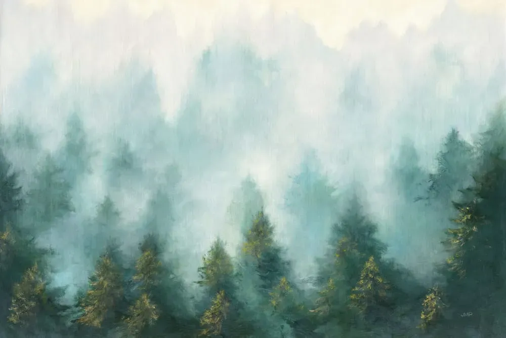 Tableau abstrait brume sur la forêt imprimé sur toile 90x60 cm