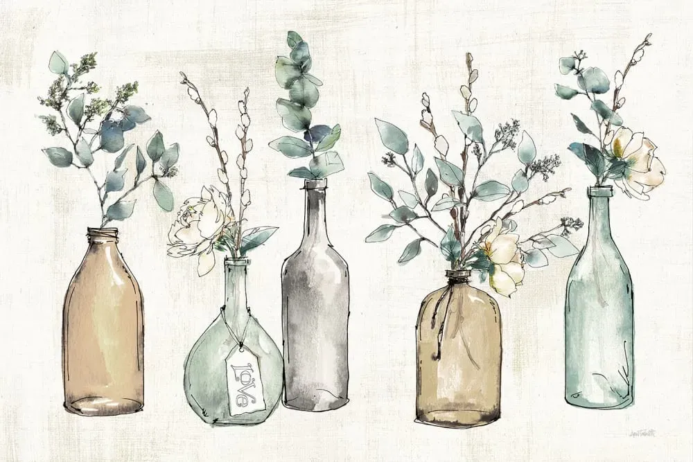 Tableau fleurs boutures d'été imprimé sur toile 90x60 cm