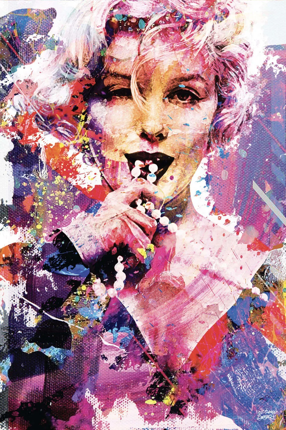 Tableau illustration graffiti Marilyn imprimé sur toile 60x90 cm